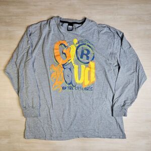 Marithe Francois Girbaud New York City Paris Gray Long Sleeve Spell Shirt Sz 4XL